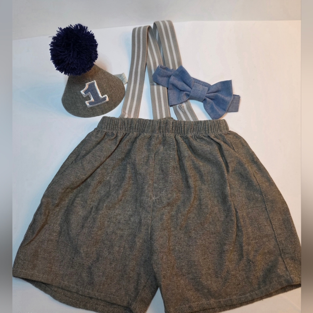 Classic Grey and Blue First Birthday Set.